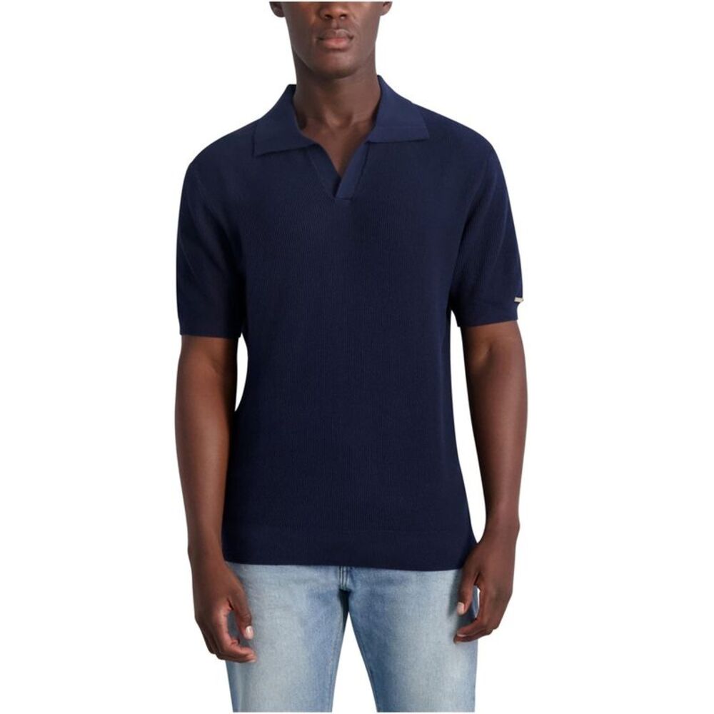 Karl Lagerfeld Mens Johnny Collar Texture Sweater Polo Shirt, NWT